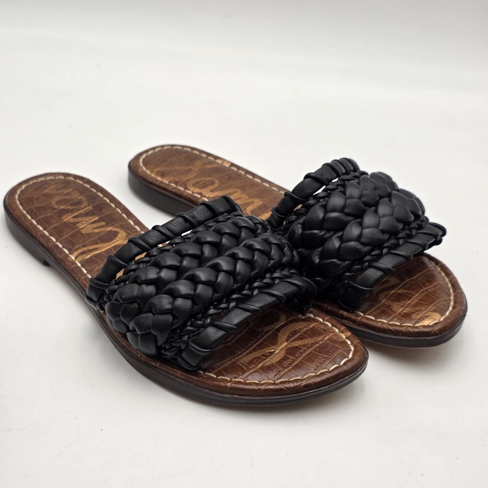 Sam Edelman Women's Size 7 5 Griffin Black Leather Slide Sandals